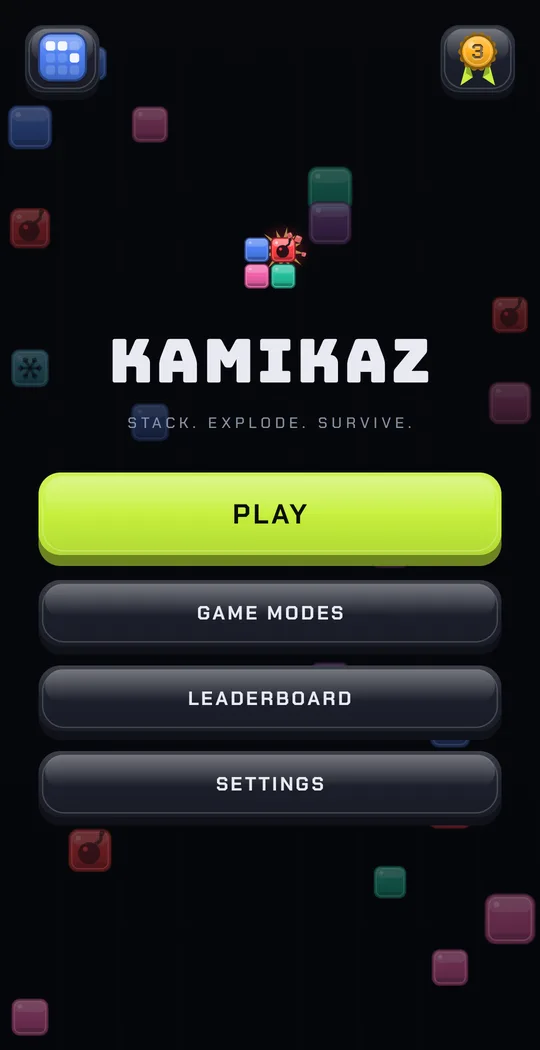 The KAMIKAZ menu in the night look.